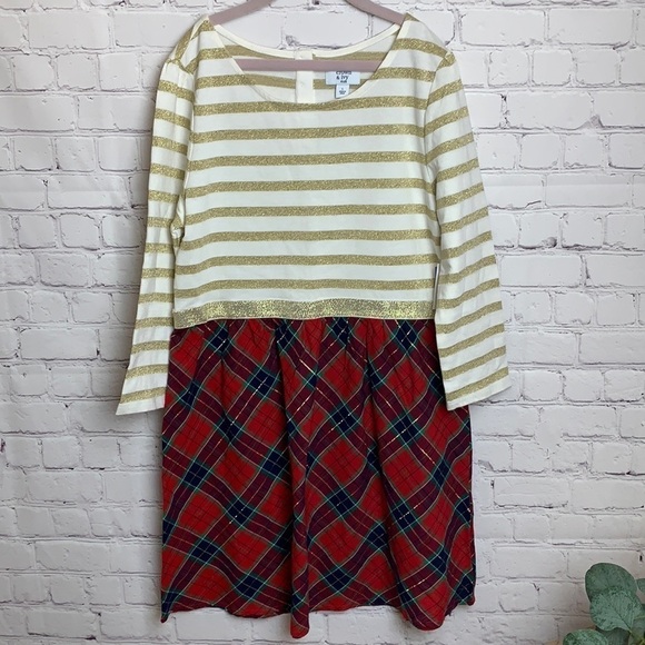 Crown & Ivy Gold and Red Plaid Holiday Dress - Picture 1 of 10